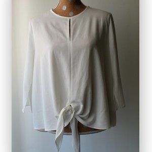 White Keyhole Shirt with front tie Small